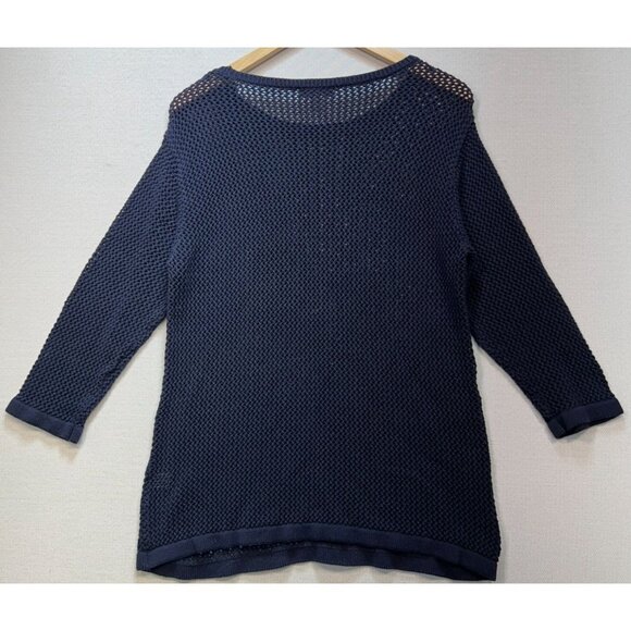 Christopher & Banks Women's Crochet Pullover Sweater Knit Long Sleeve Sz XL Blue - Picture 2 of 12